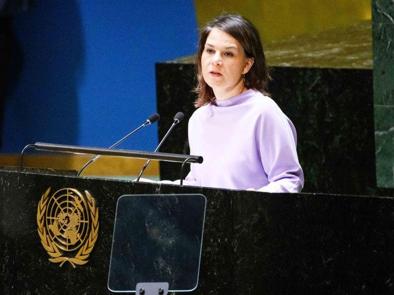 La ministra de Asuntos Exteriores Baerbock en la Asamblea General de la ONU