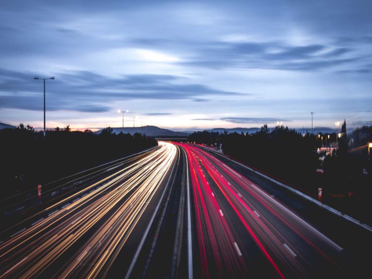 Light Trails Highway Traffic at Night