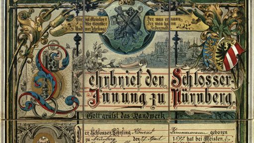 Lehrbrief der Schlosserinnung zu Nürnberg Lehrbrief der Schlosserinnung zu Nürnberg