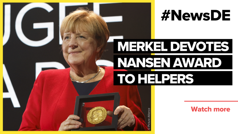 Merkel devotes Nansen Award to helpers 